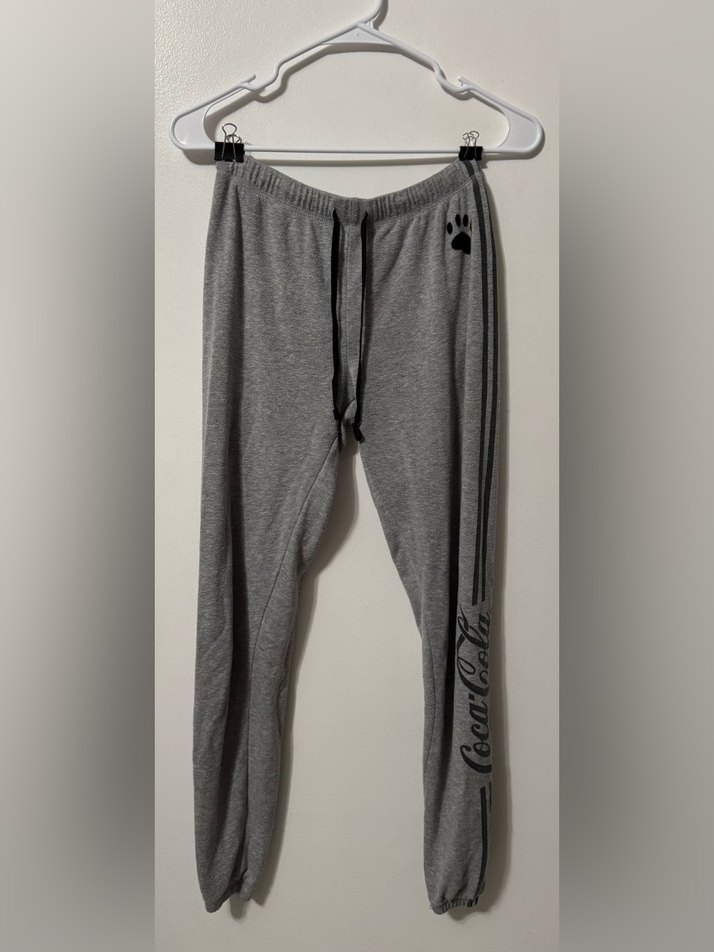 Coca Cola Gray Women's Track Joggers with Script Side Logo